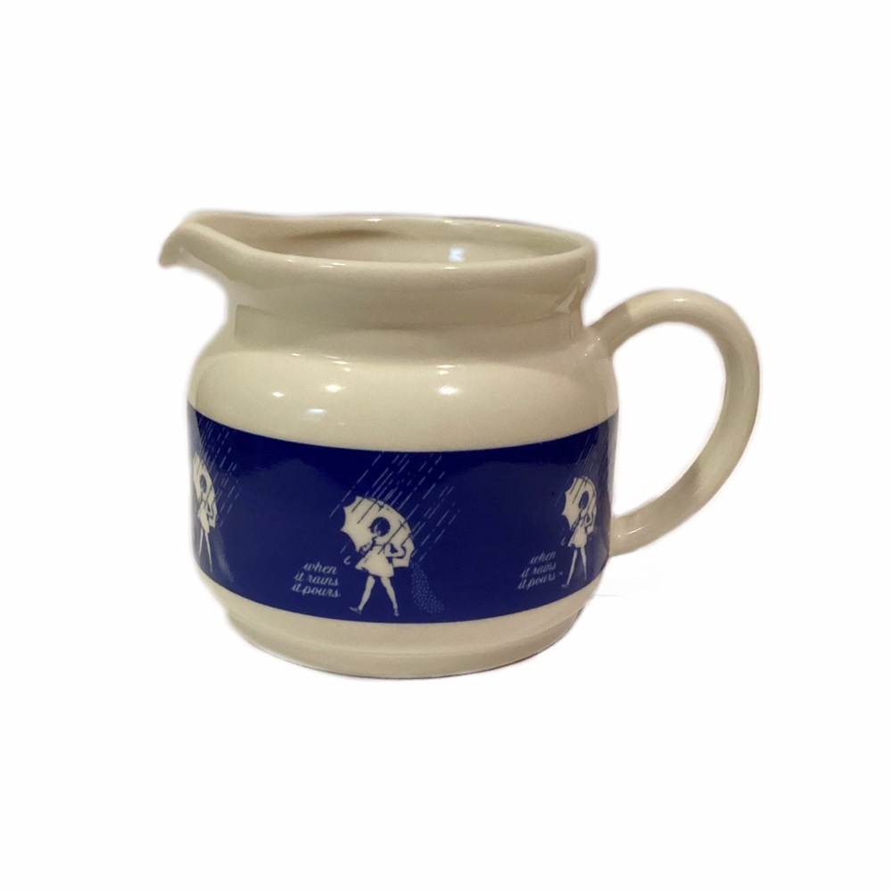 Vintage Creamer Pitcher Morton Salt Company girl When it rains it pours